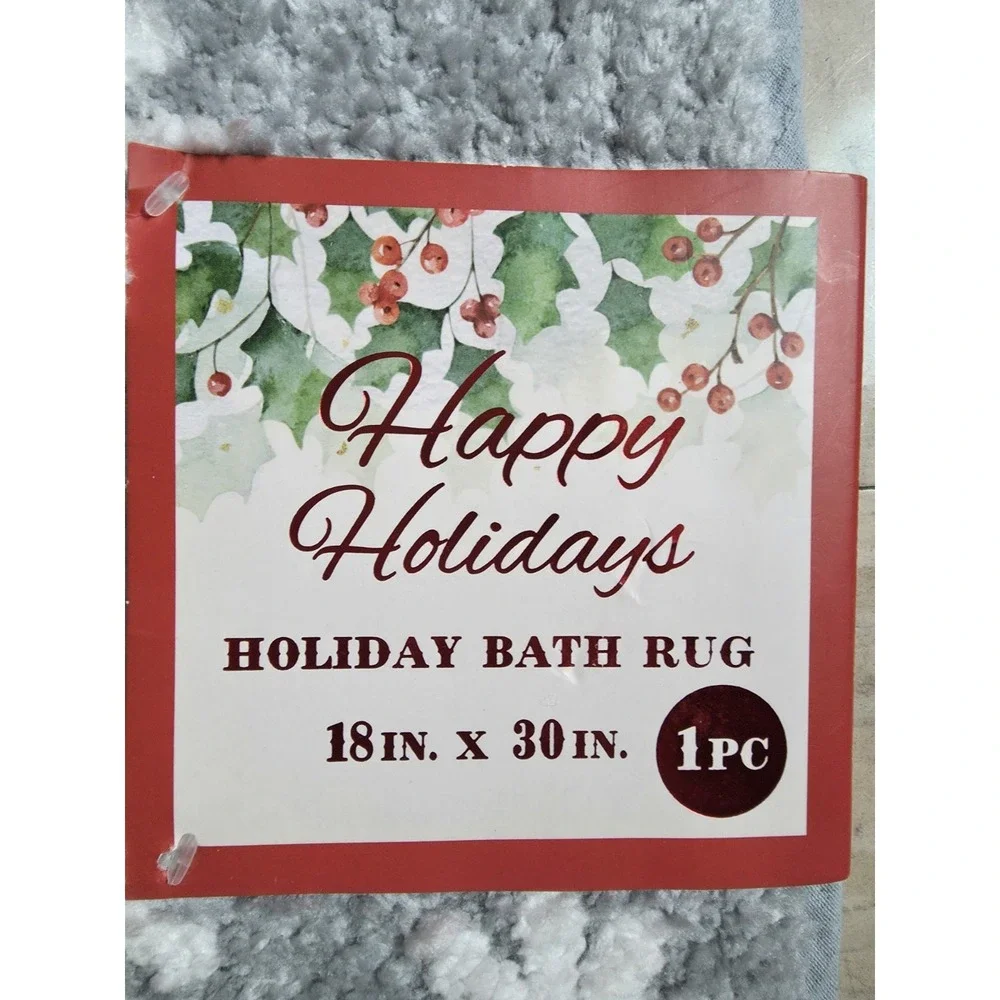 RT 1916 Designer Cool Santa Christmas Bath Rug 18x30 Grey Snowflakes RGCS257